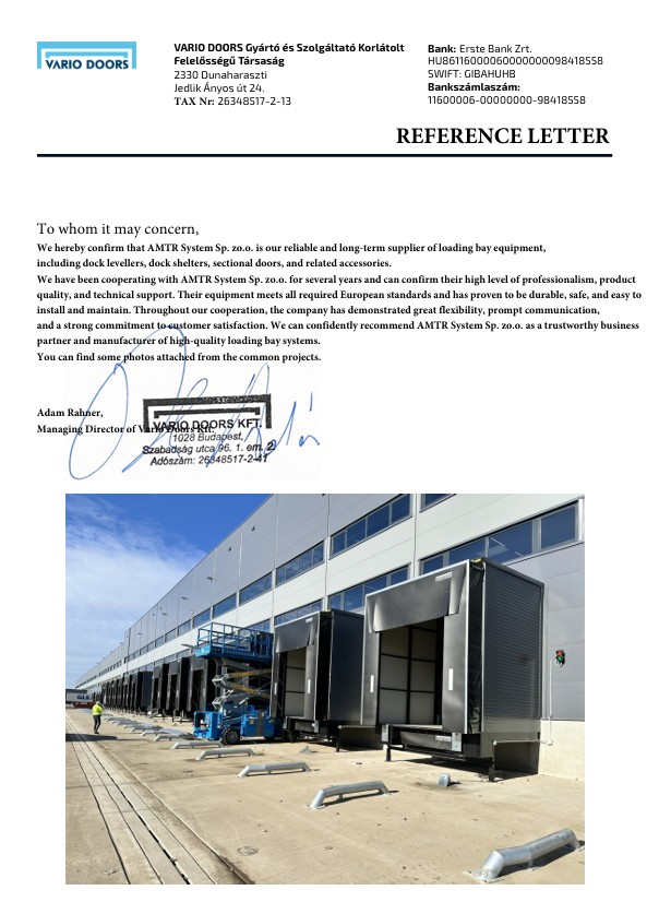 Referencje VARIO DOORS KFT.